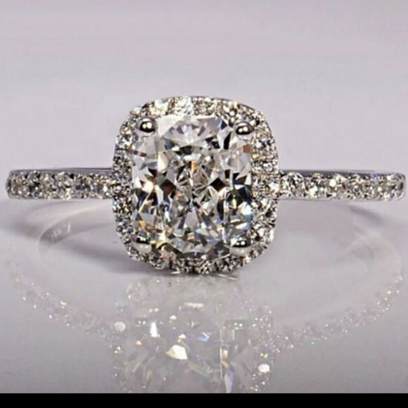 925 STERLING SILVER HALO CZ statement ring 7 9 10 Valentines - Picture 3 of 8